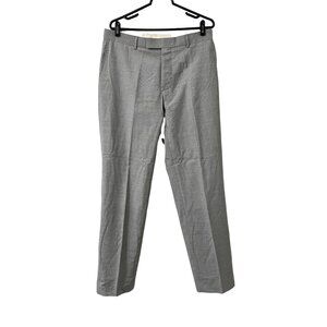 Hugo Boss James Brown Mens Gray Micro Plaid Wool Stretch Dress Pants Size 34